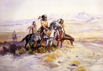 American Indians Painting - in enemy country 1899 Charles Marion Russell American Indians